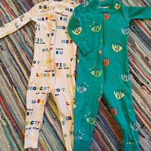 2 pair footless cotton sleepers, 18-24 months